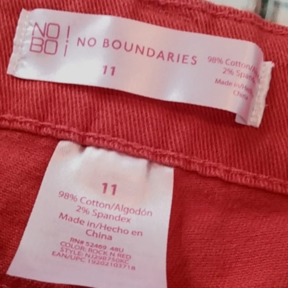 🔷️3-$15🔷️NOBO | Red Cut-off Denim Jean Short Shorts Raw Hem Size 11